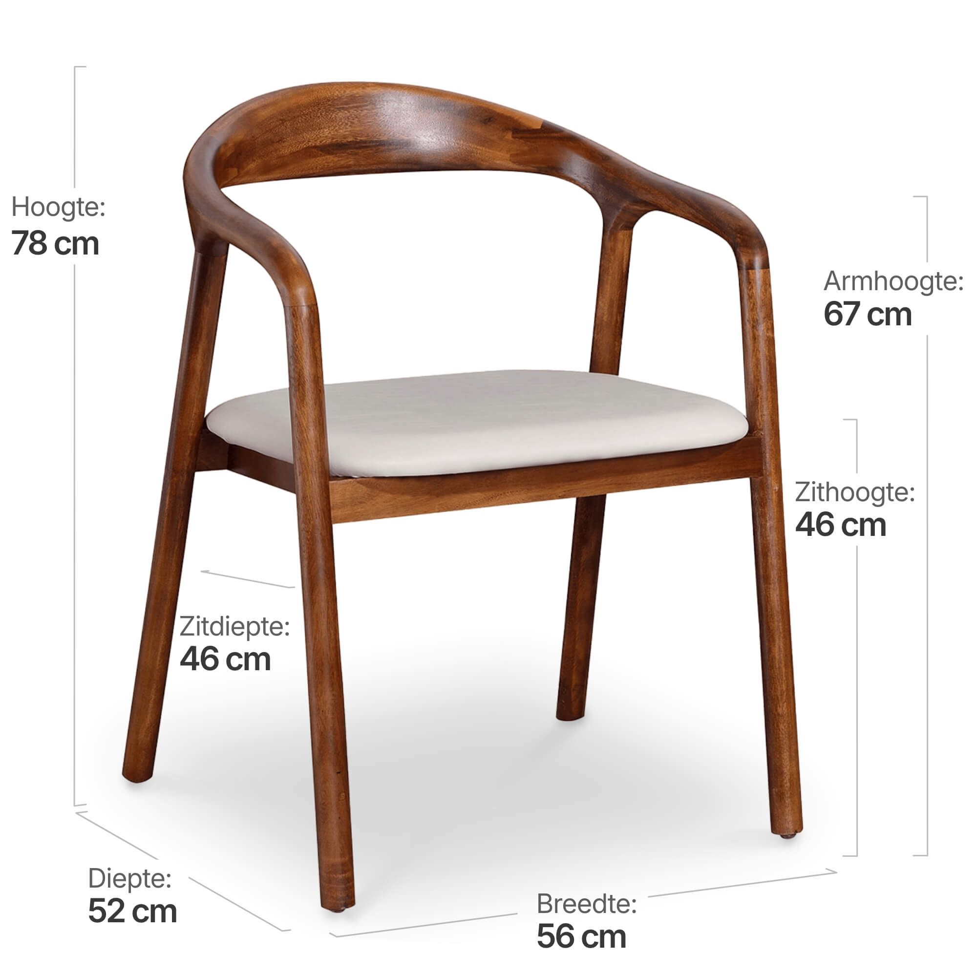 Artson Eetkamerstoel | Walnoot Hout | Wit PU Leer