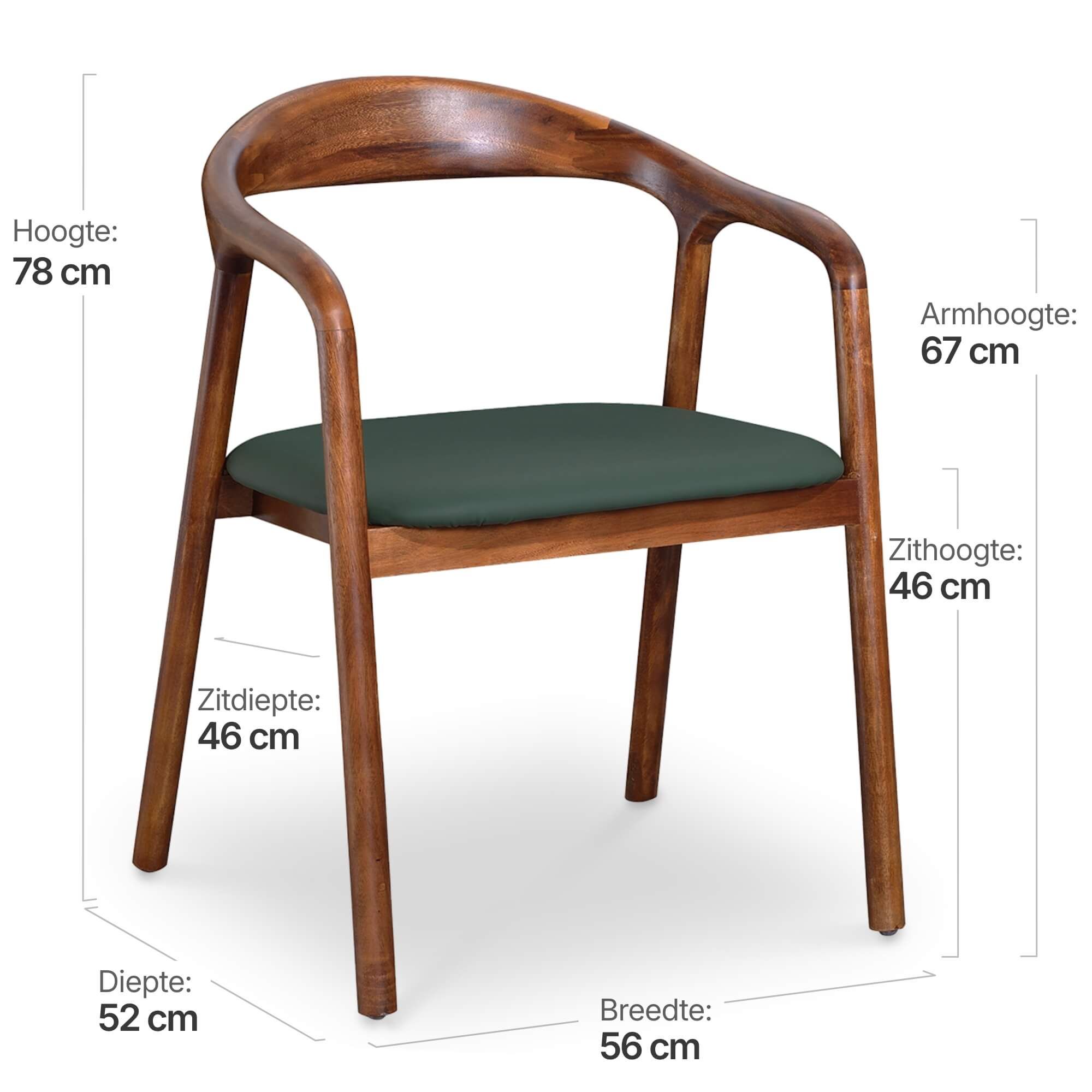 Artson Eetkamerstoel | Walnoot Hout | Groen PU Leer