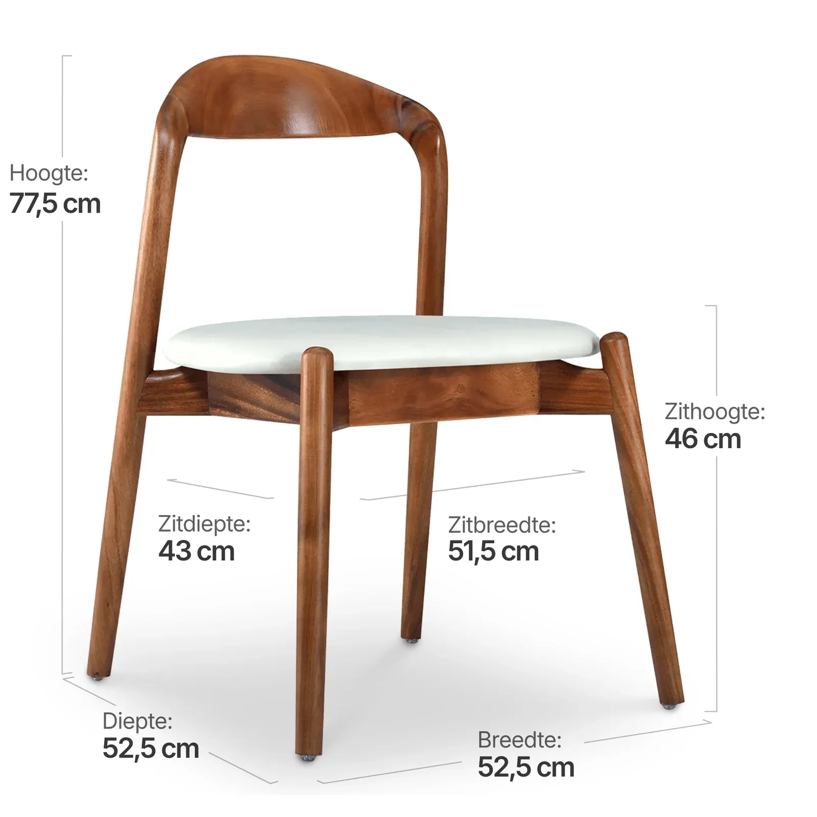 Bow Eetkamerstoel | Walnoot Hout | Offwhite PU Leer