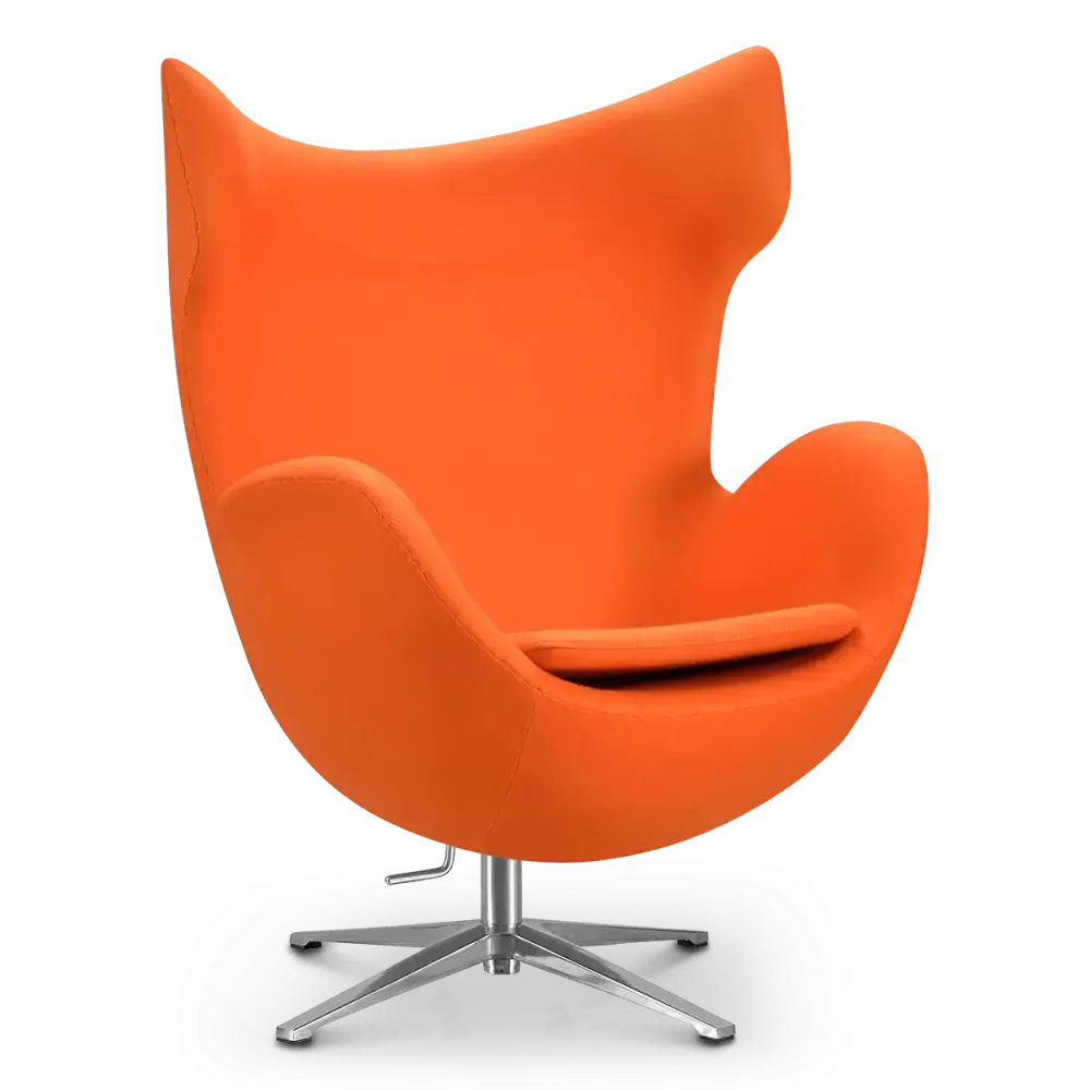 specificaties flag chair oranje kasjmier chrome onderstel 