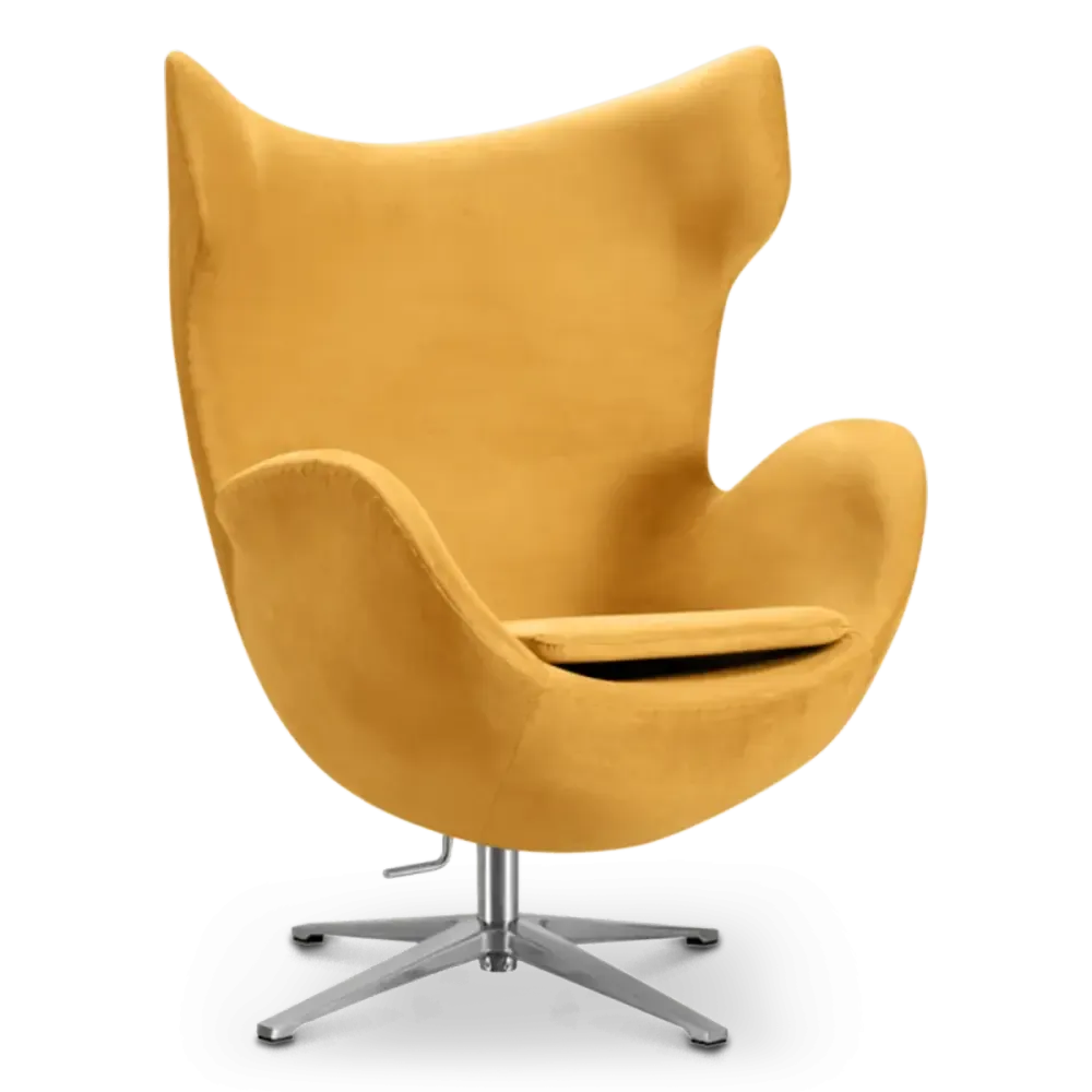 specificaties flag chair oker velvet chrome onderstel 