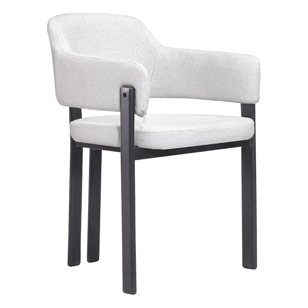 specificaties-isamu-eetkamerstoel-zwarte finish-wit bouclé