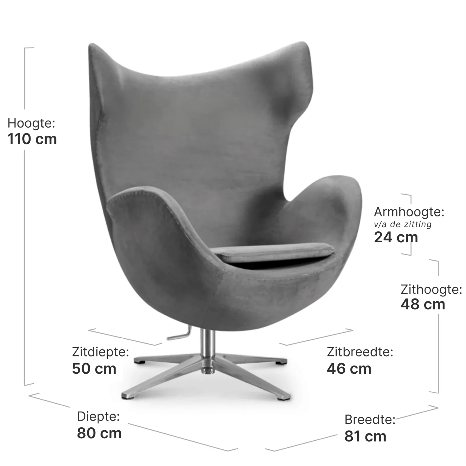 Flag Chair Zilver Grijs Velvet
