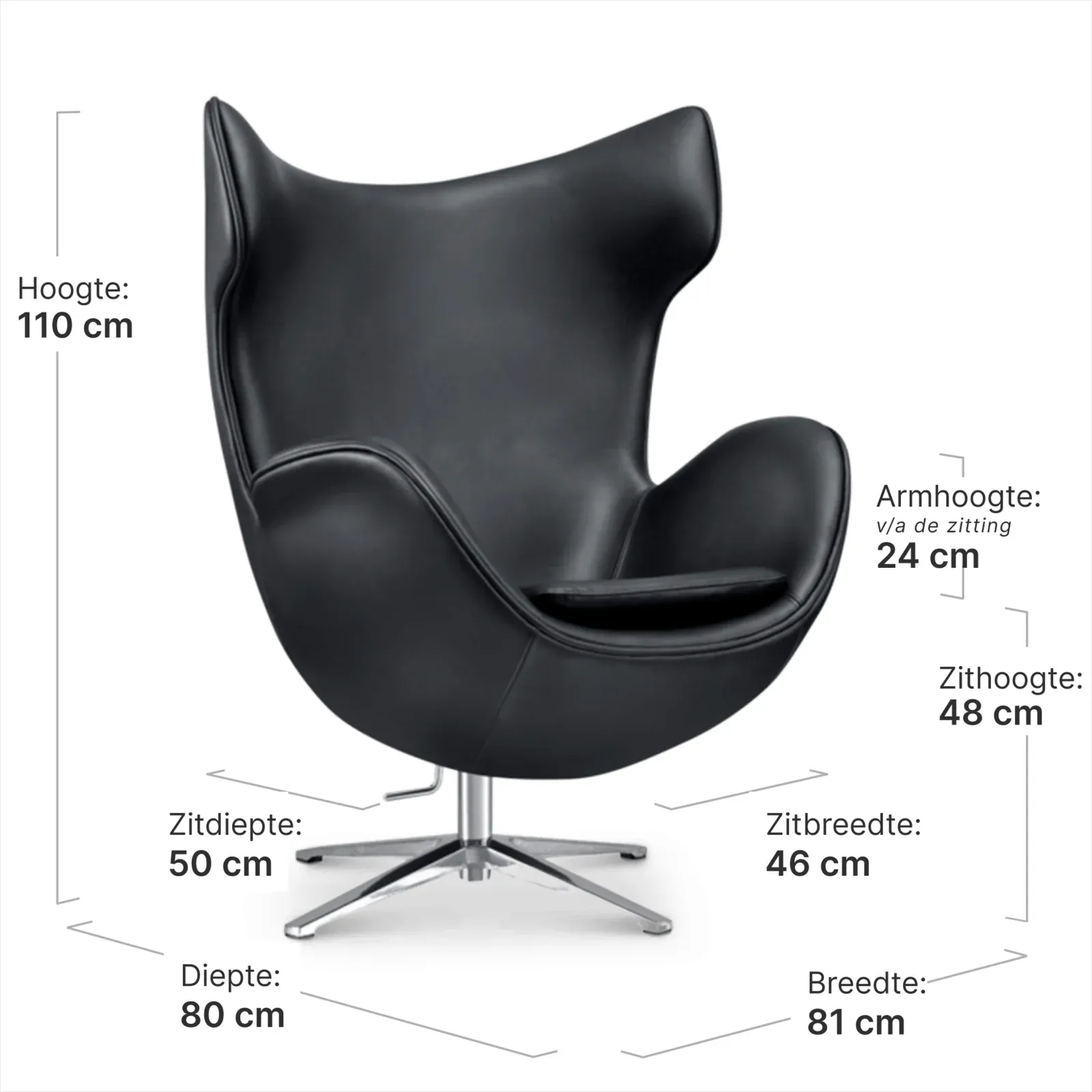 Flag Chair Zwart Leer