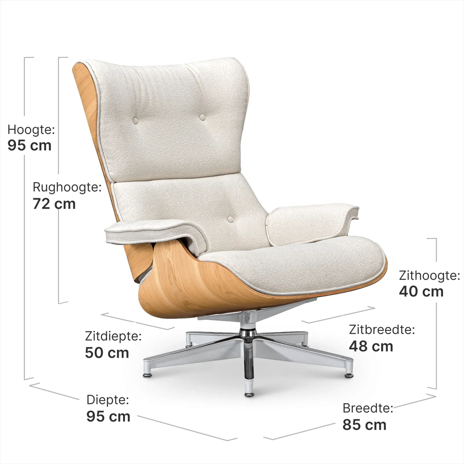 Cavel Lounge Chair Wit Boucle | Essen Schalen