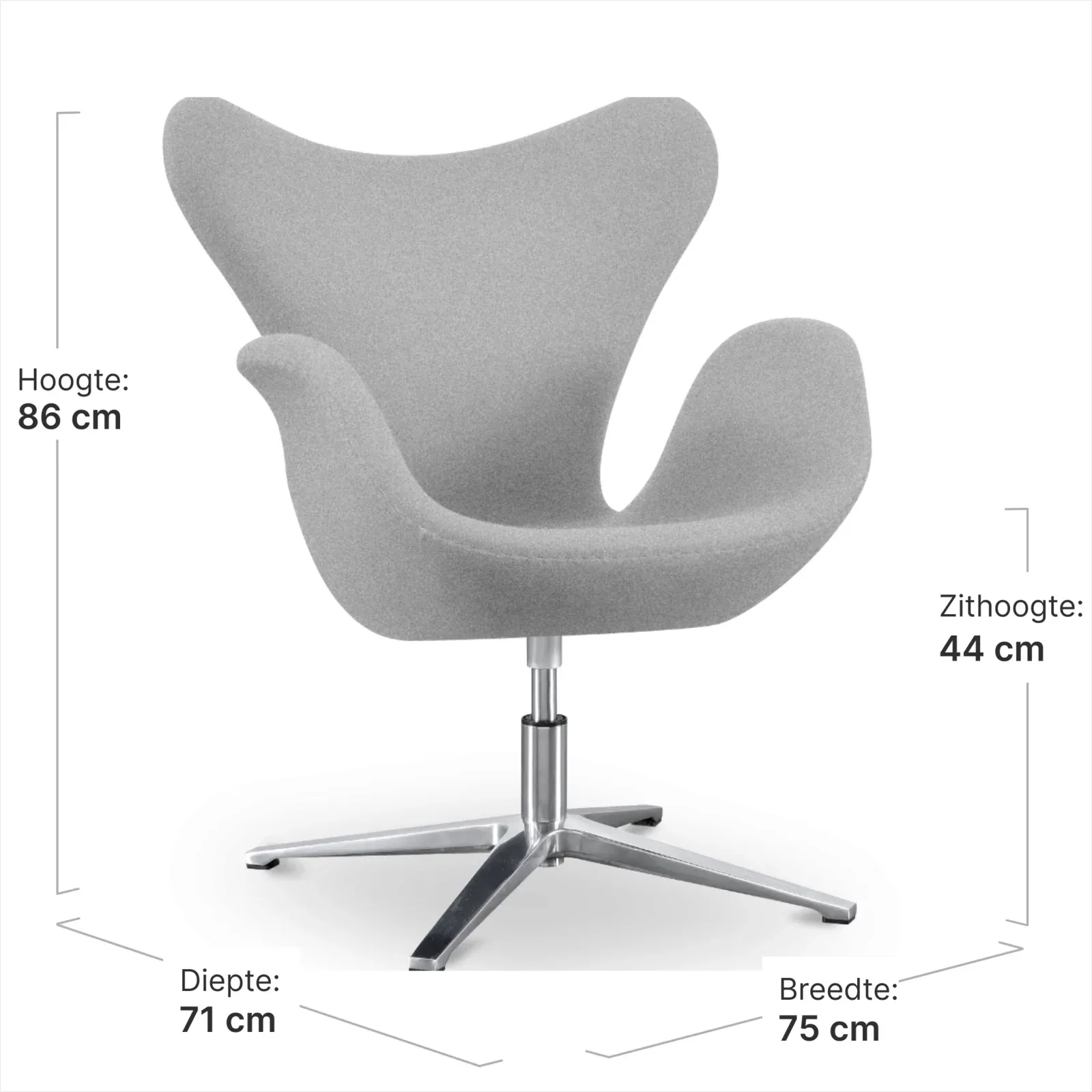 Sean Chair Licht Grijs Kasjmier