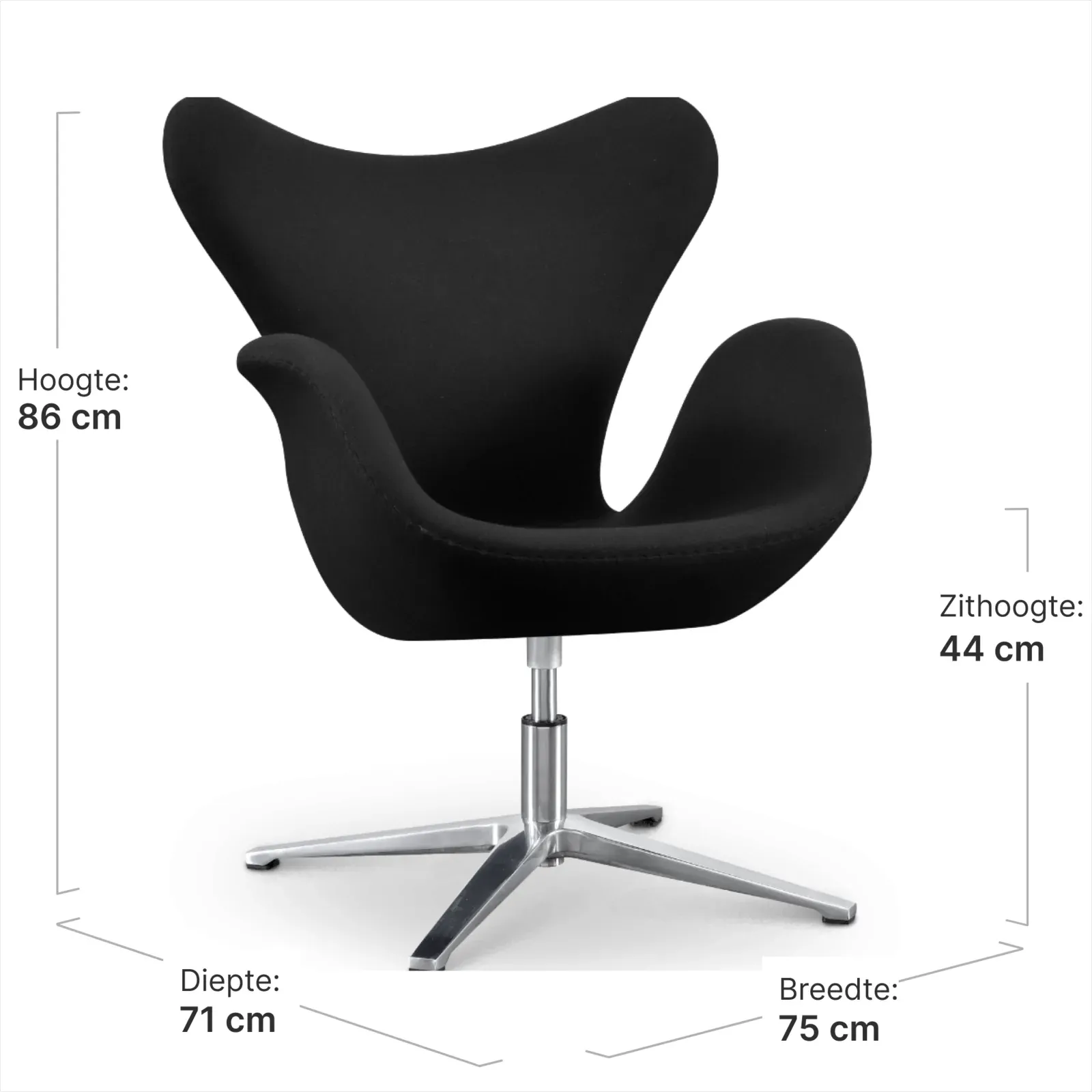 Sean Chair Zwart Kasjmier
