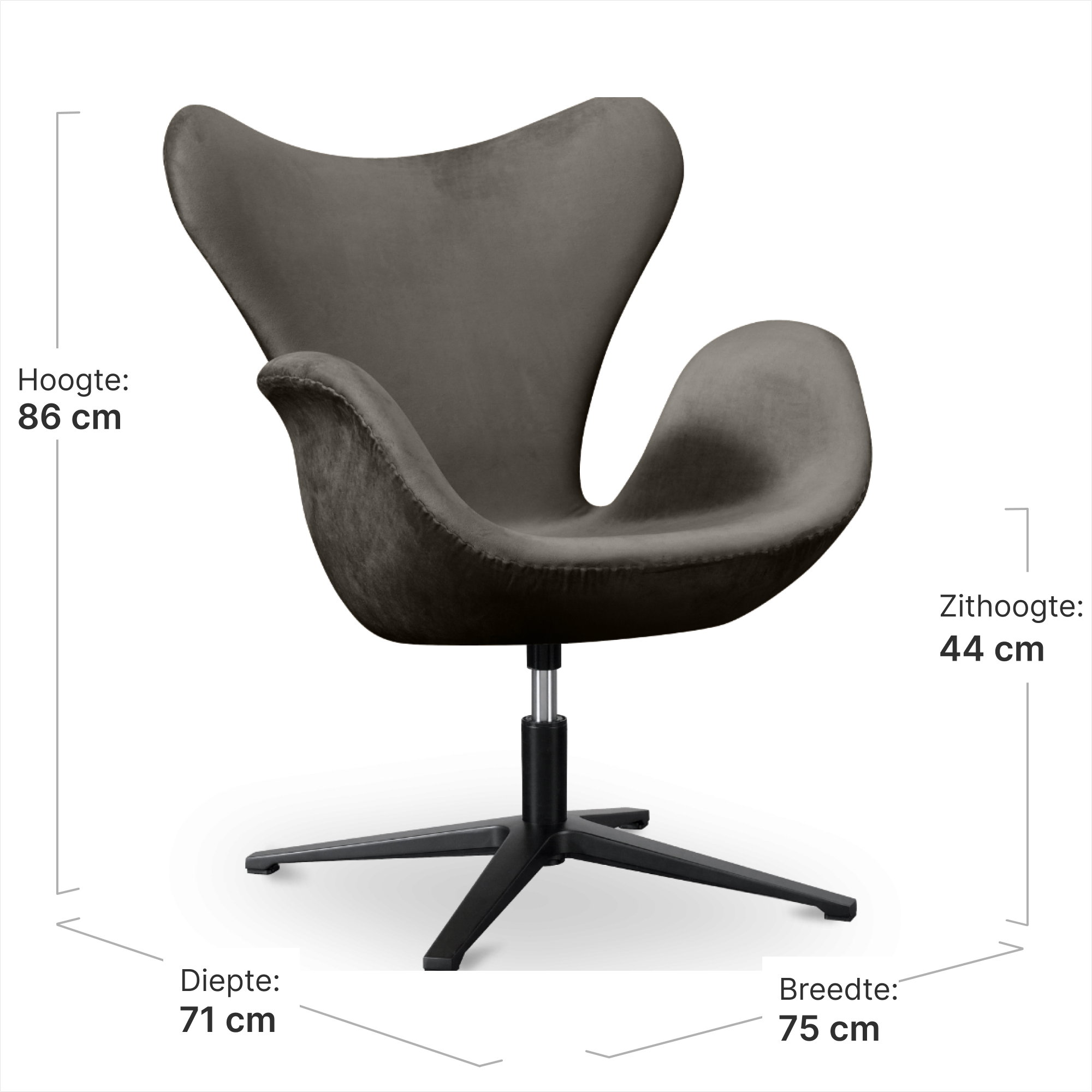 Sean Chair Zilver Grijs Velvet