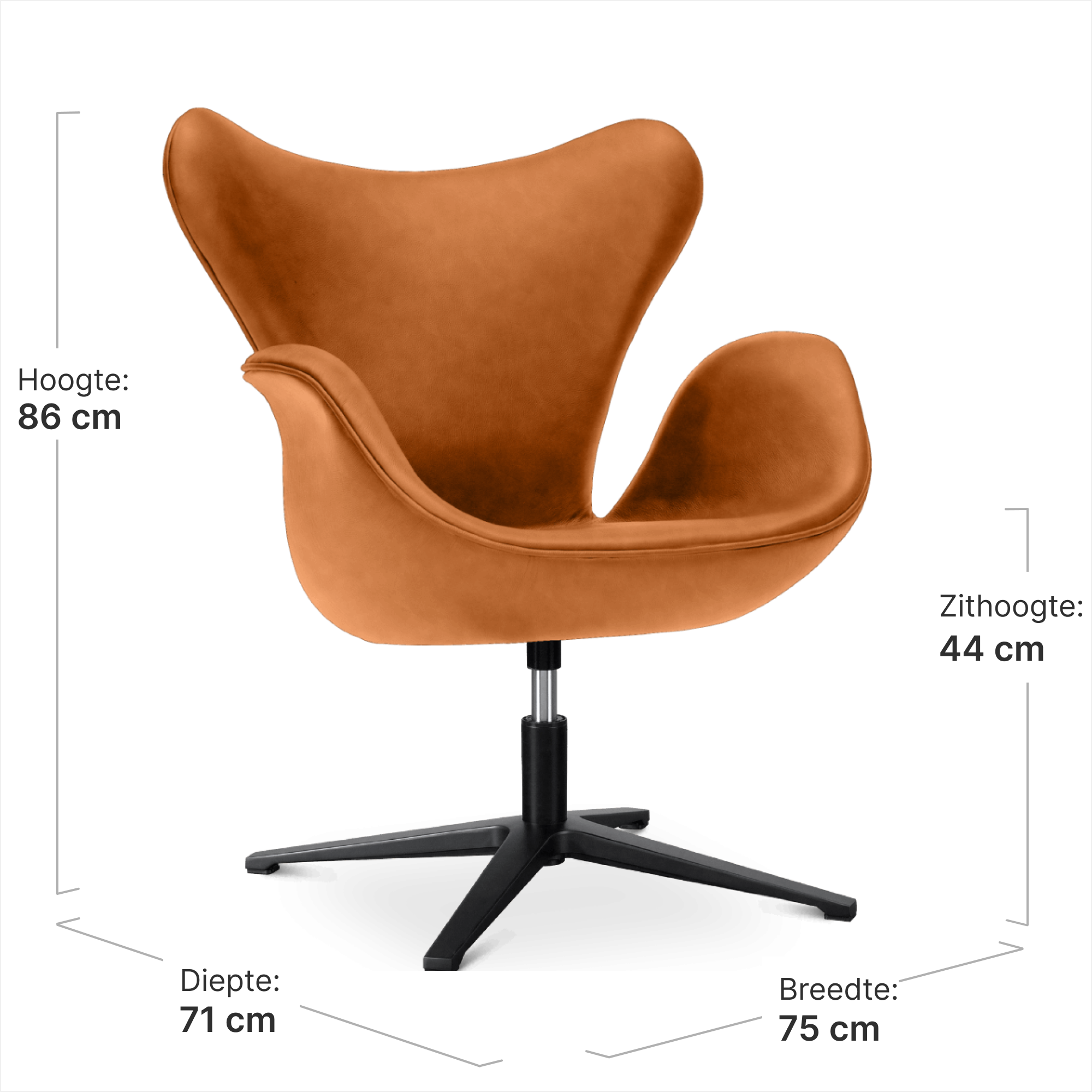 Sean Chair Cognac Leer