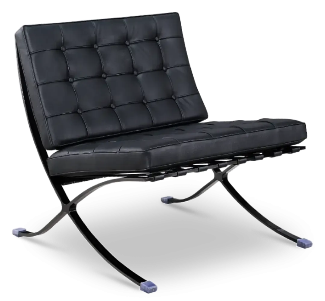 specificaties paviljoen chair zwart leer zwart onderstel 