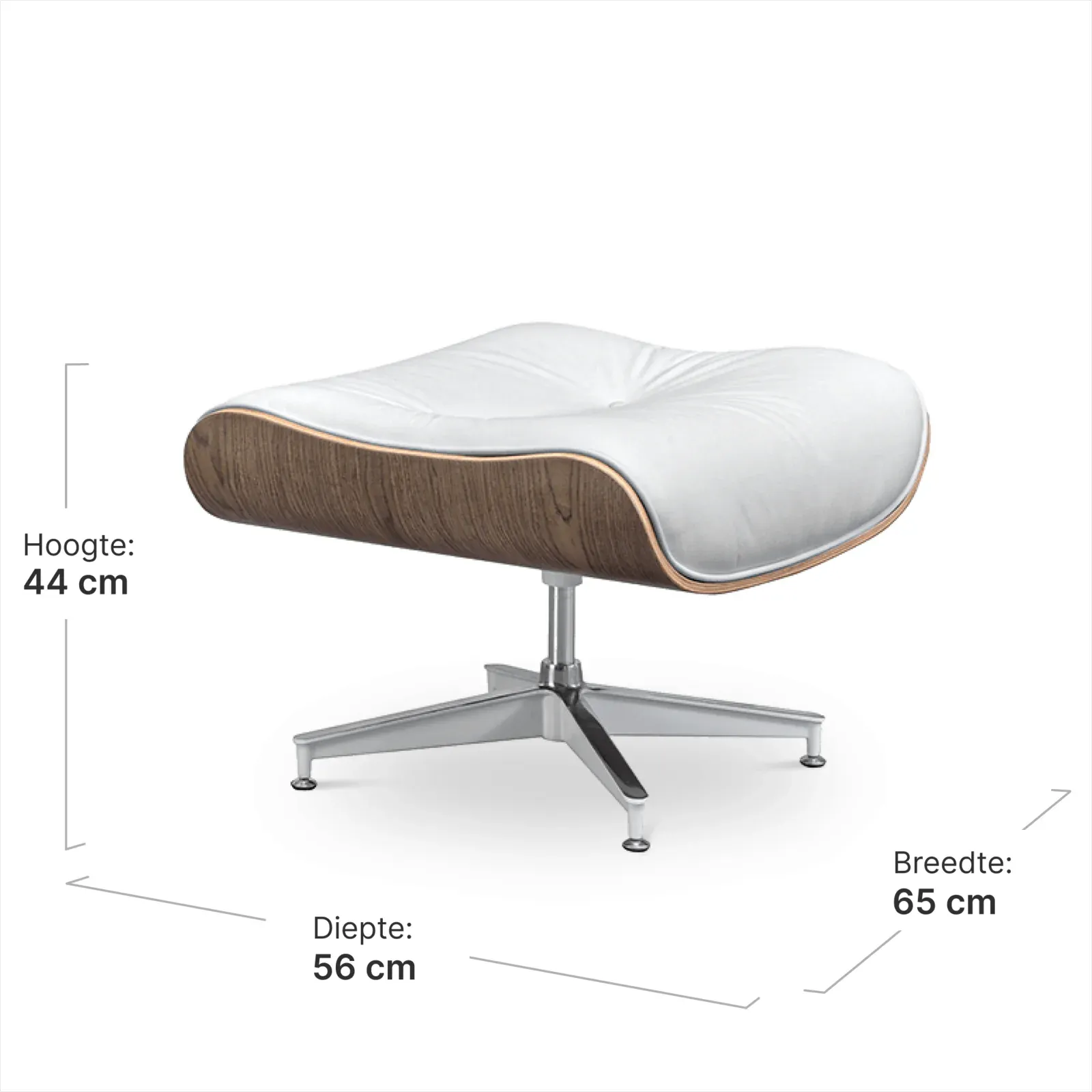 Cavel Lounge Chair Wit Leer | Walnoot Schalen