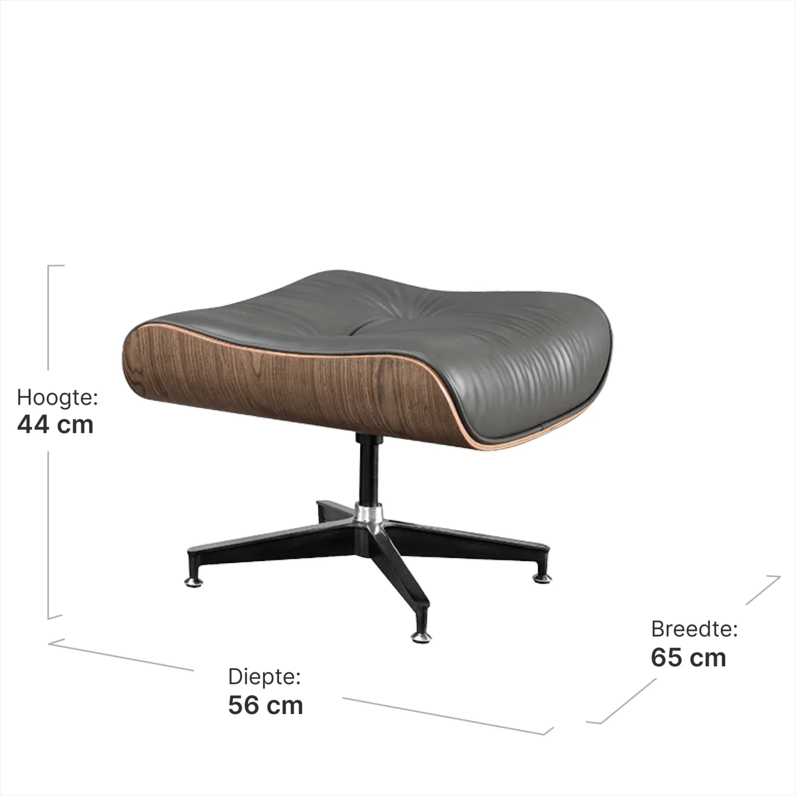 Cavel Lounge Chair Grijs Leer | Walnoot Schalen