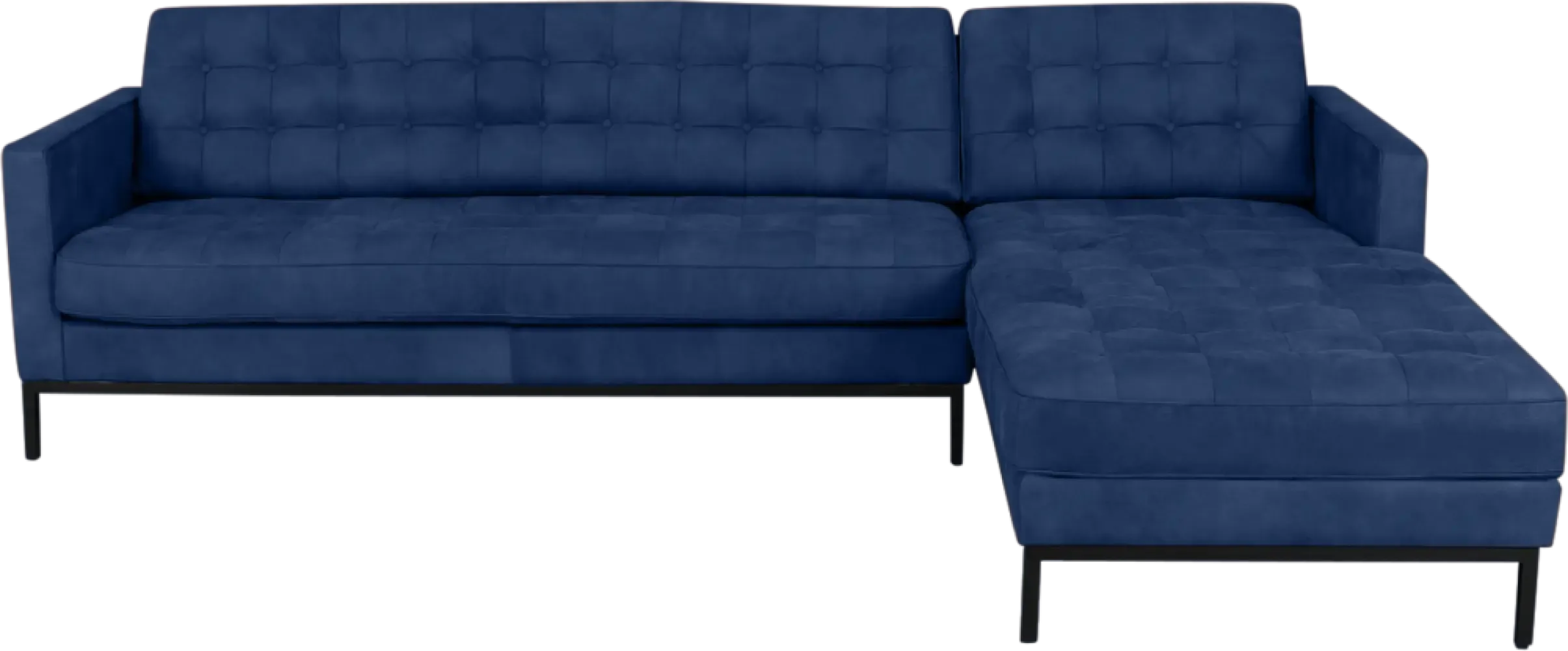 Florence Knoll Hoekbank Kings Blue Velvet (Hoek Links)