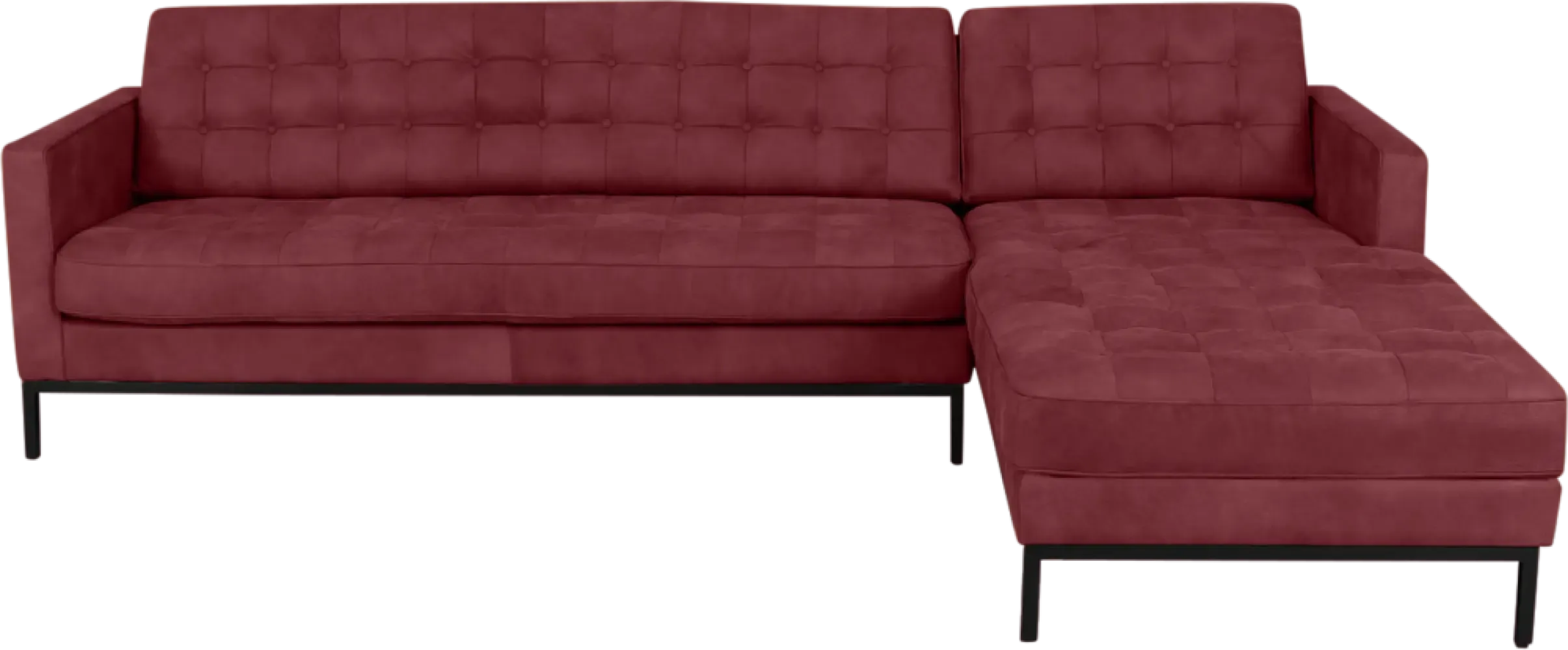 Florence Knoll Hoekbank Bordeaux Red Velvet (Hoek Links)