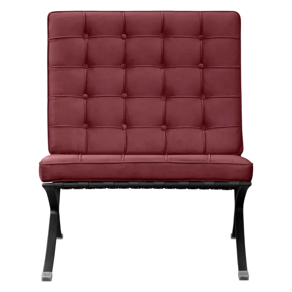 Barcelona Chair XL Bordeaux Red Velvet | Black Frame