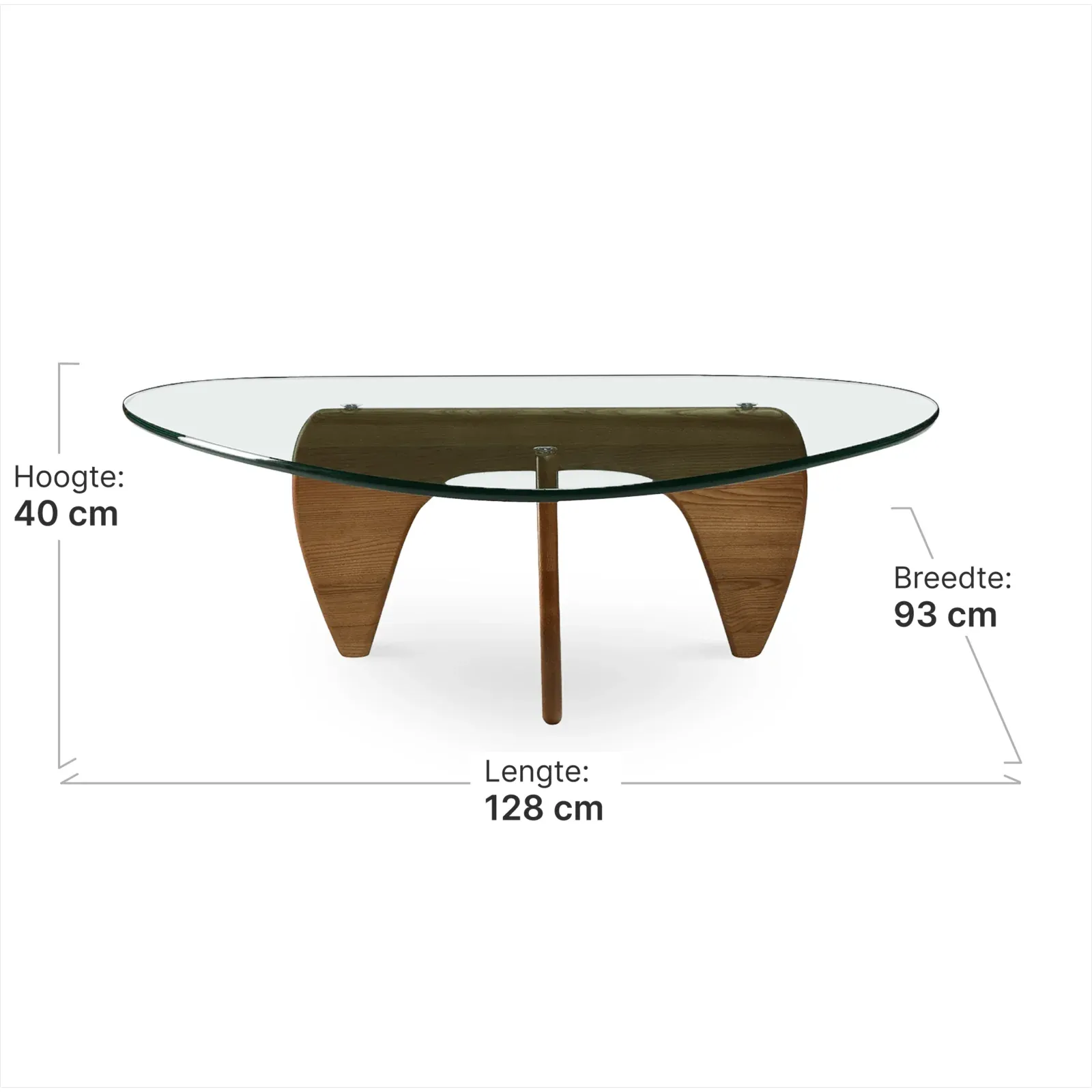 Japandi Salontafel Sabi | Glazen Blad | Walnoot Onderstel