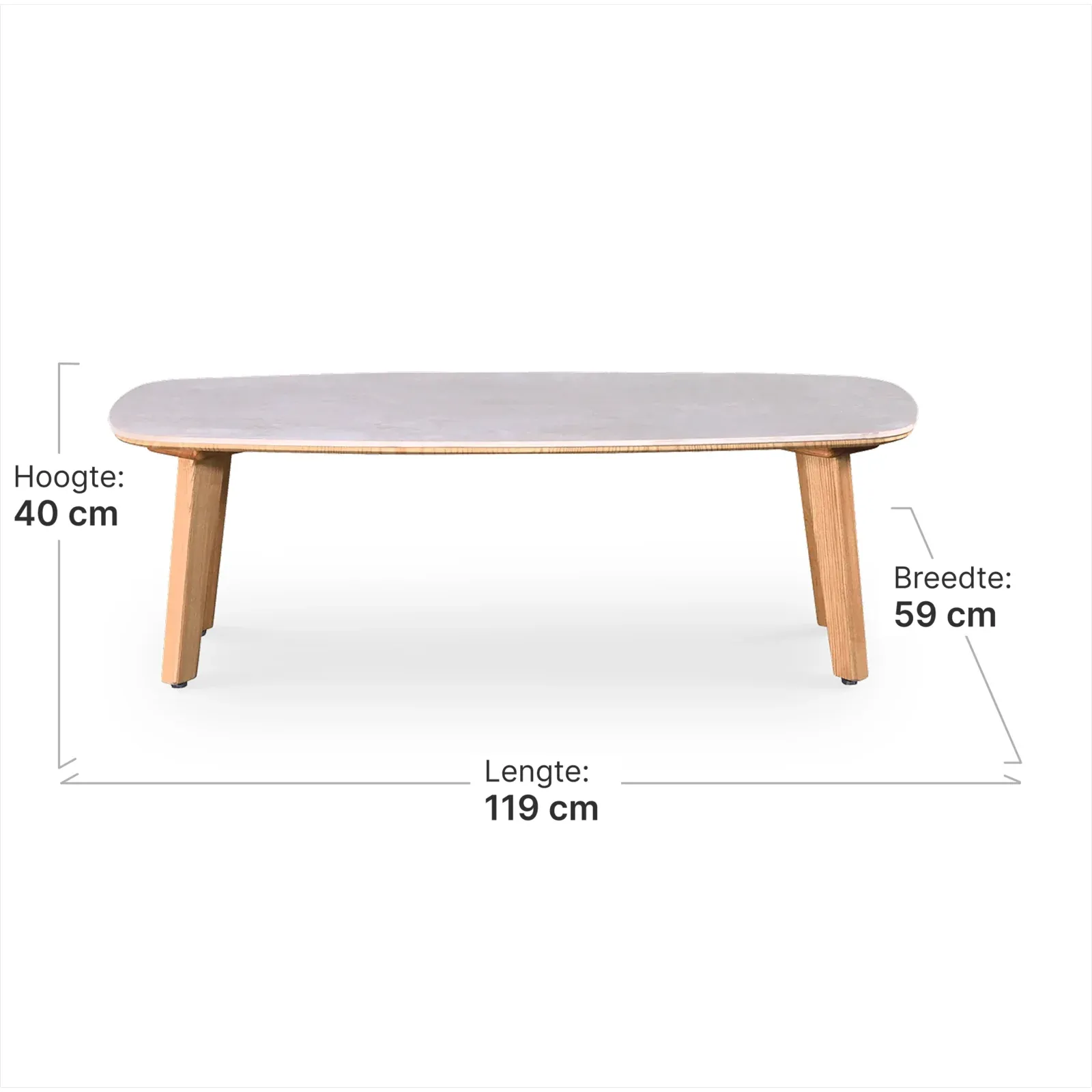 Salontafel Baron Deens Ovaal Wit Keramiek | Essen Poten