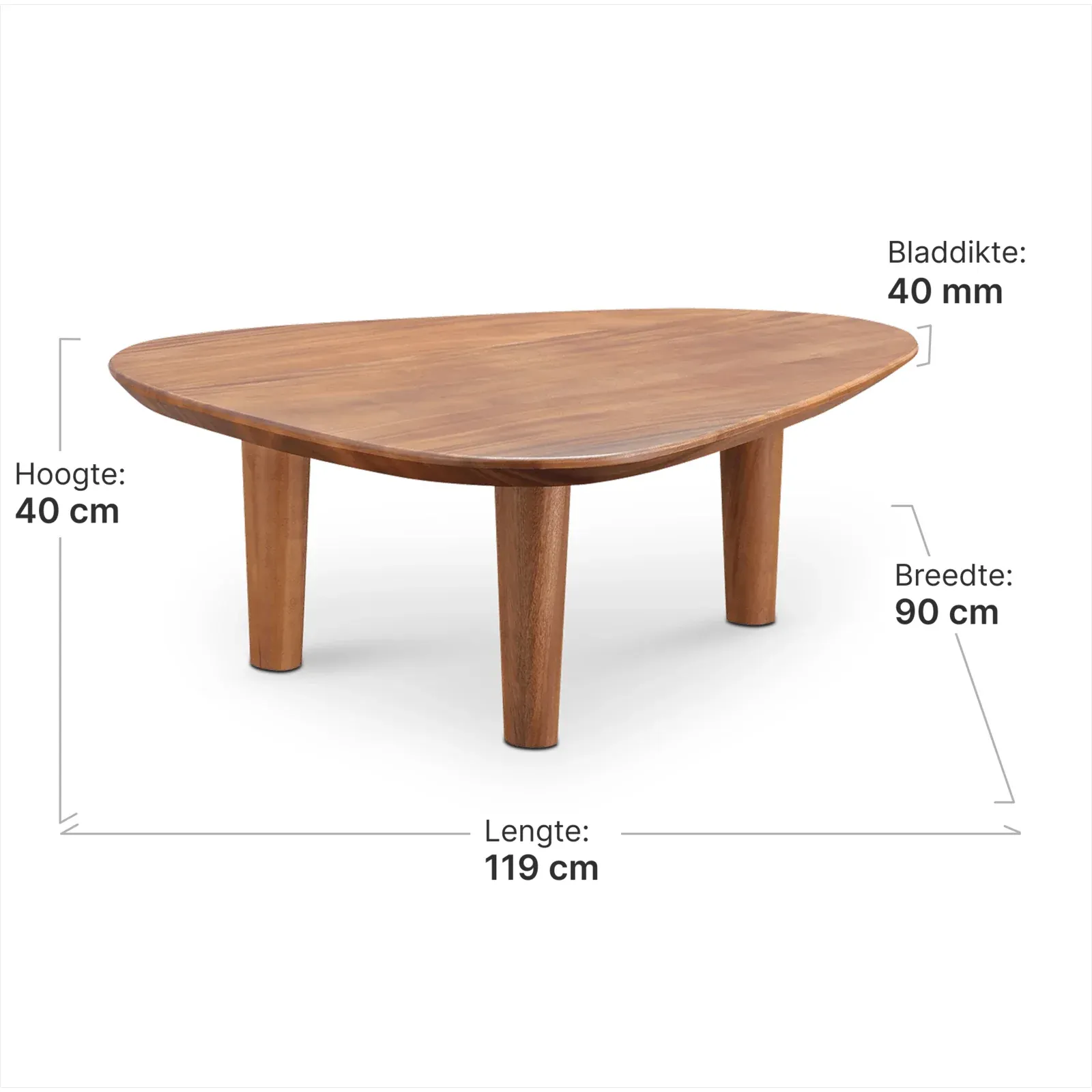 Cavel Kiezel Notenhouten Salontafel