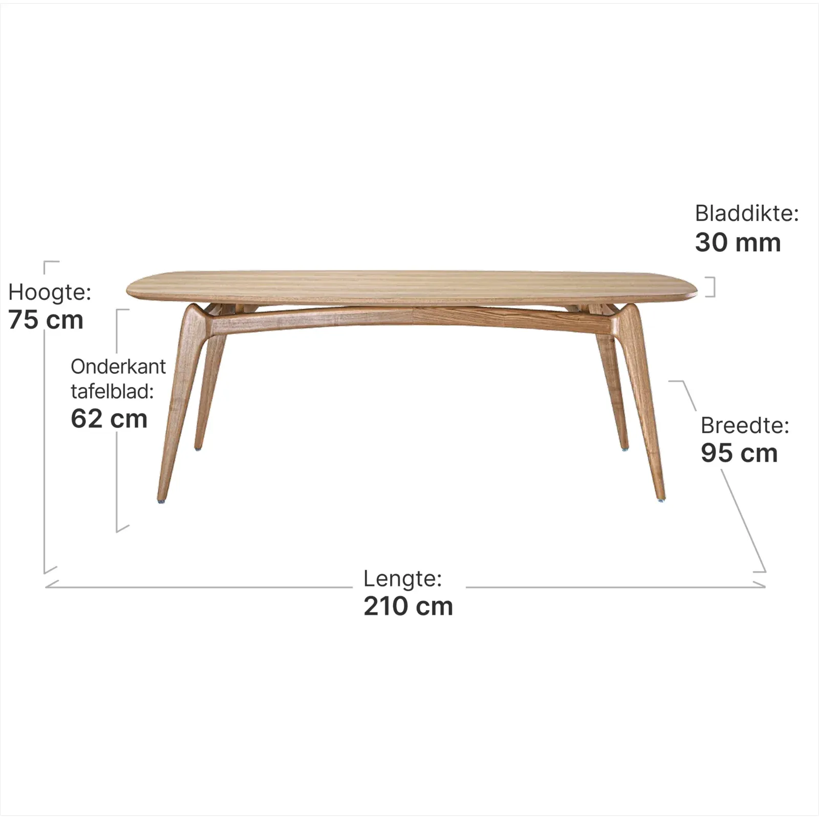 Eettafel Japandi Deens Ovaal Eiken