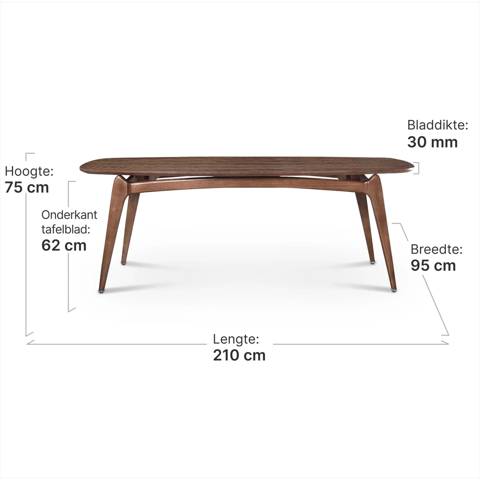 Eettafel Japandi Deens Ovaal Walnoot