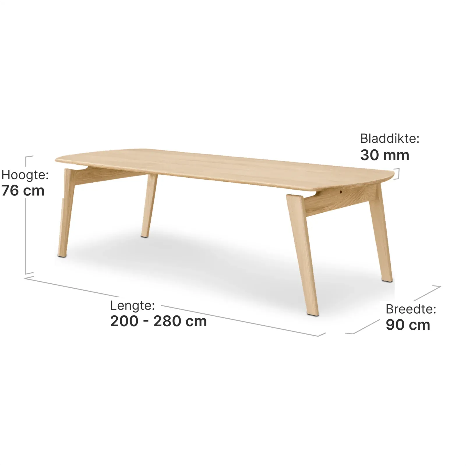 Cavel Artson Eettafel | Massief Eiken | 200-280 x 90 cm