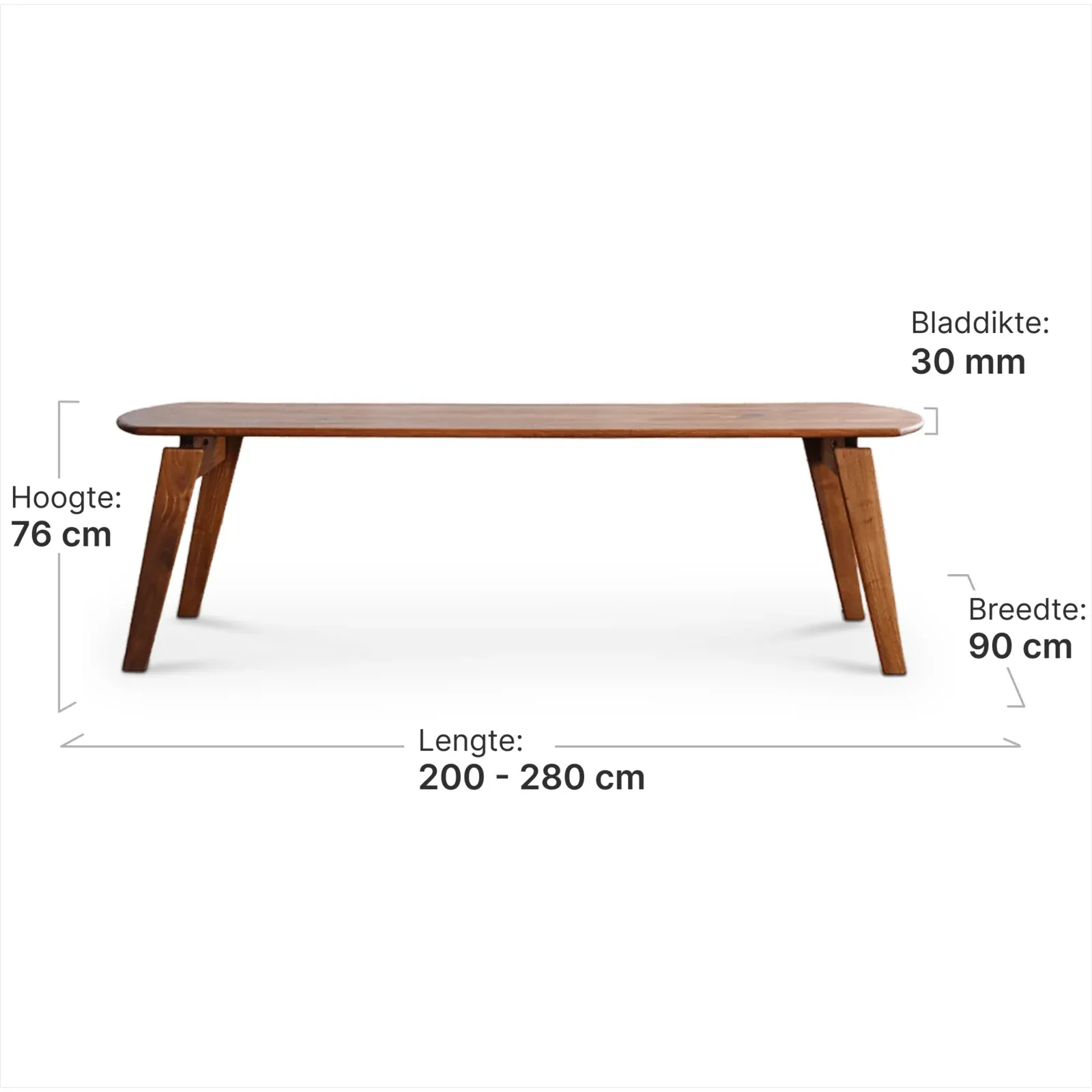 Cavel Artson Eettafel | Massief Amerikaans Notenhout | 200-280 x 90 cm