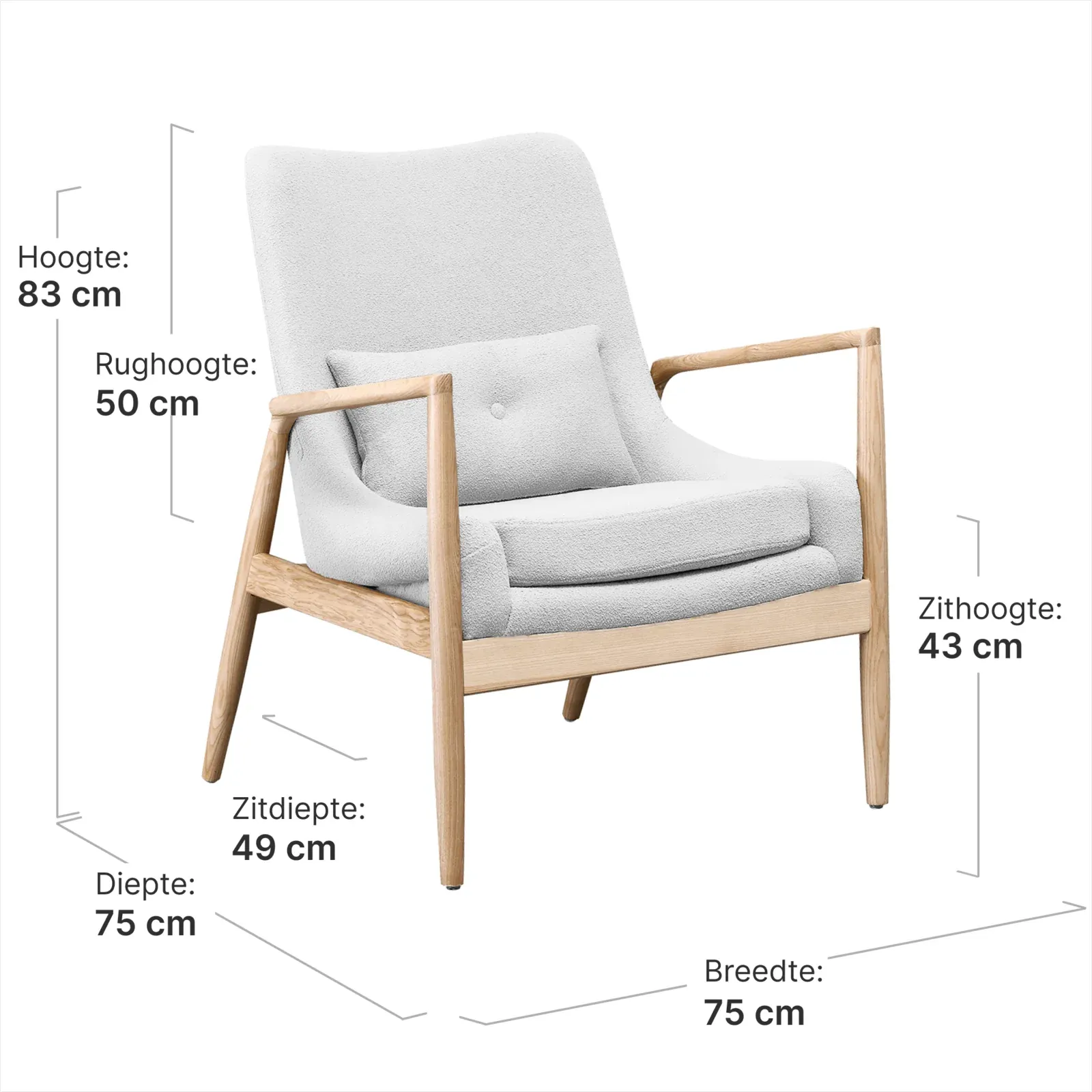 Cavel Flyder Scandinavische Lounge Chair Teddy Wit Essen