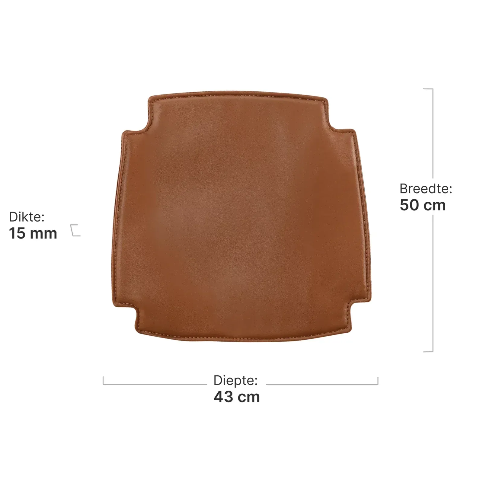 Seatdot / Kussentje voor Wishbone stoelen | PU Leer | Cognac/Bruin