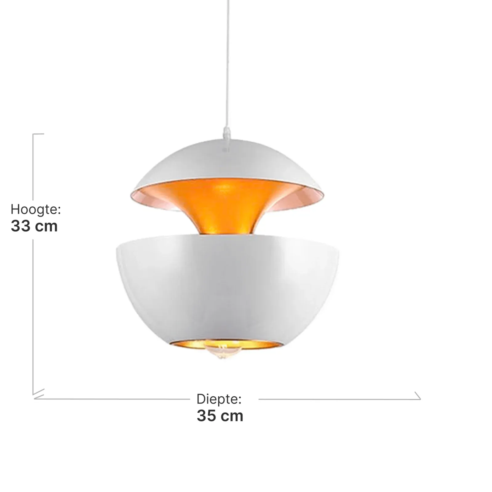 Hanglamp Peach | Mat Wit / Goud