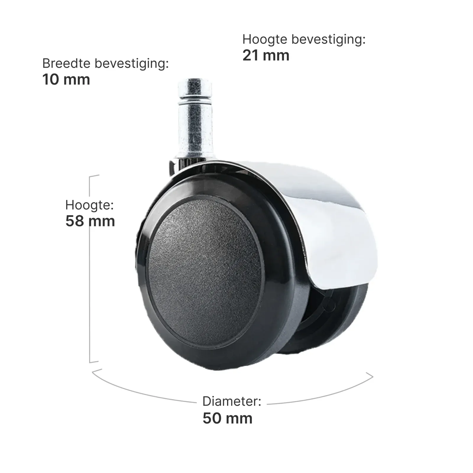 Semi-soft Bureaustoel Wielen Chroom | set van 5