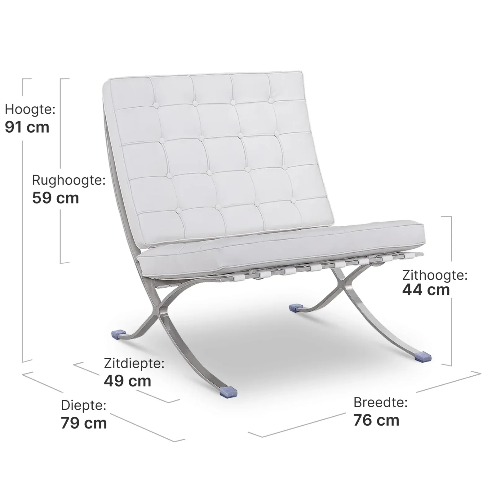 Paviljoen Chair XL Wit Leer