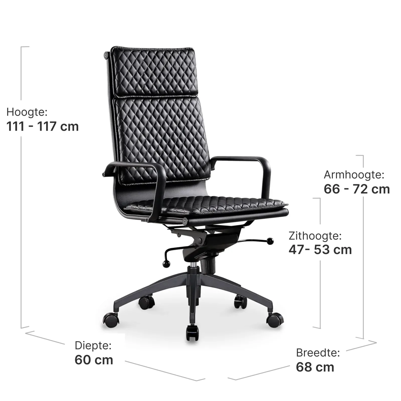 Diamond Softpad Bureaustoel Zwart | Hoge Rug
