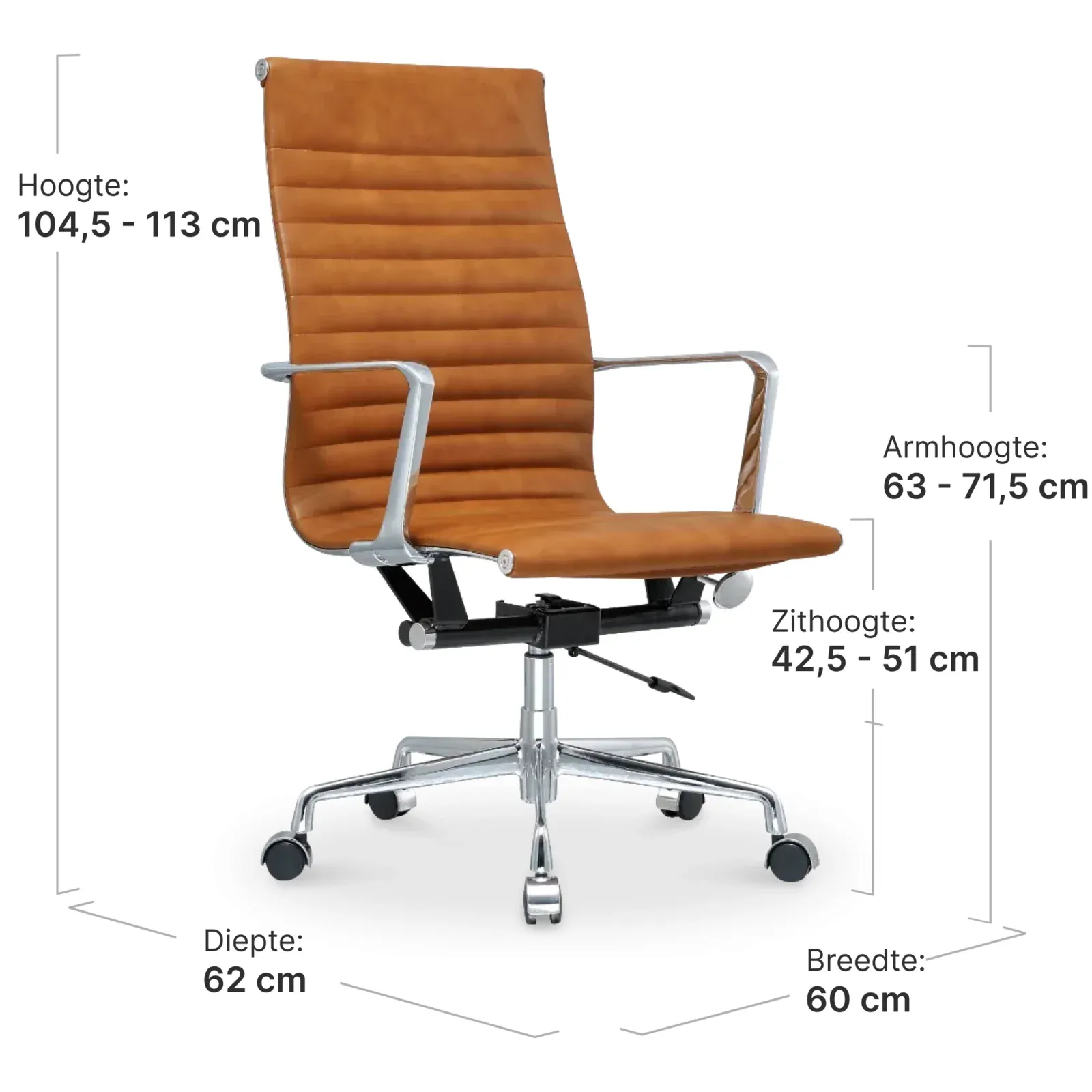 Cavel CD 119 Bureaustoel Cognac Leer