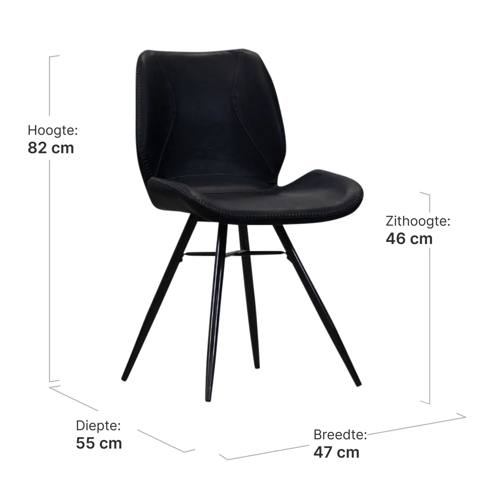 Industriële Eetkamerstoel Barron Vintage Zwart
