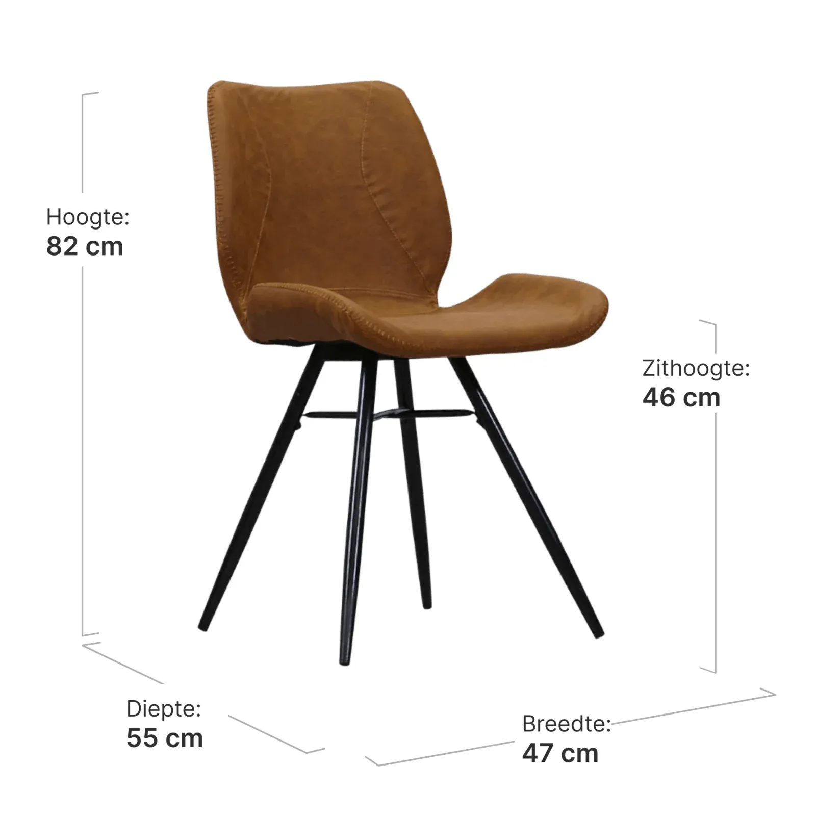 Industriële Eetkamerstoel Barron Vintage Cognac