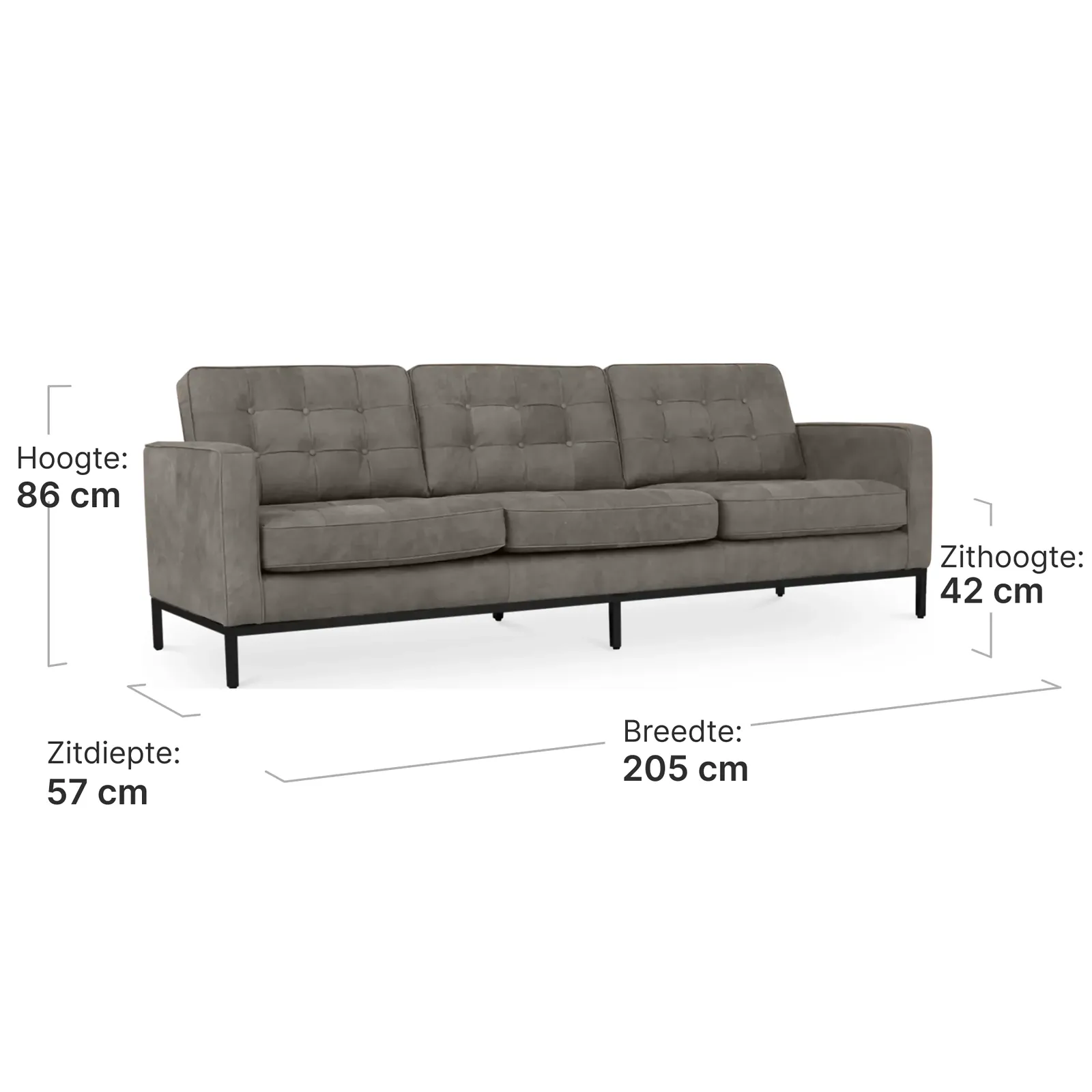 Italo Drie Zits Elegant Silver Grey Velvet