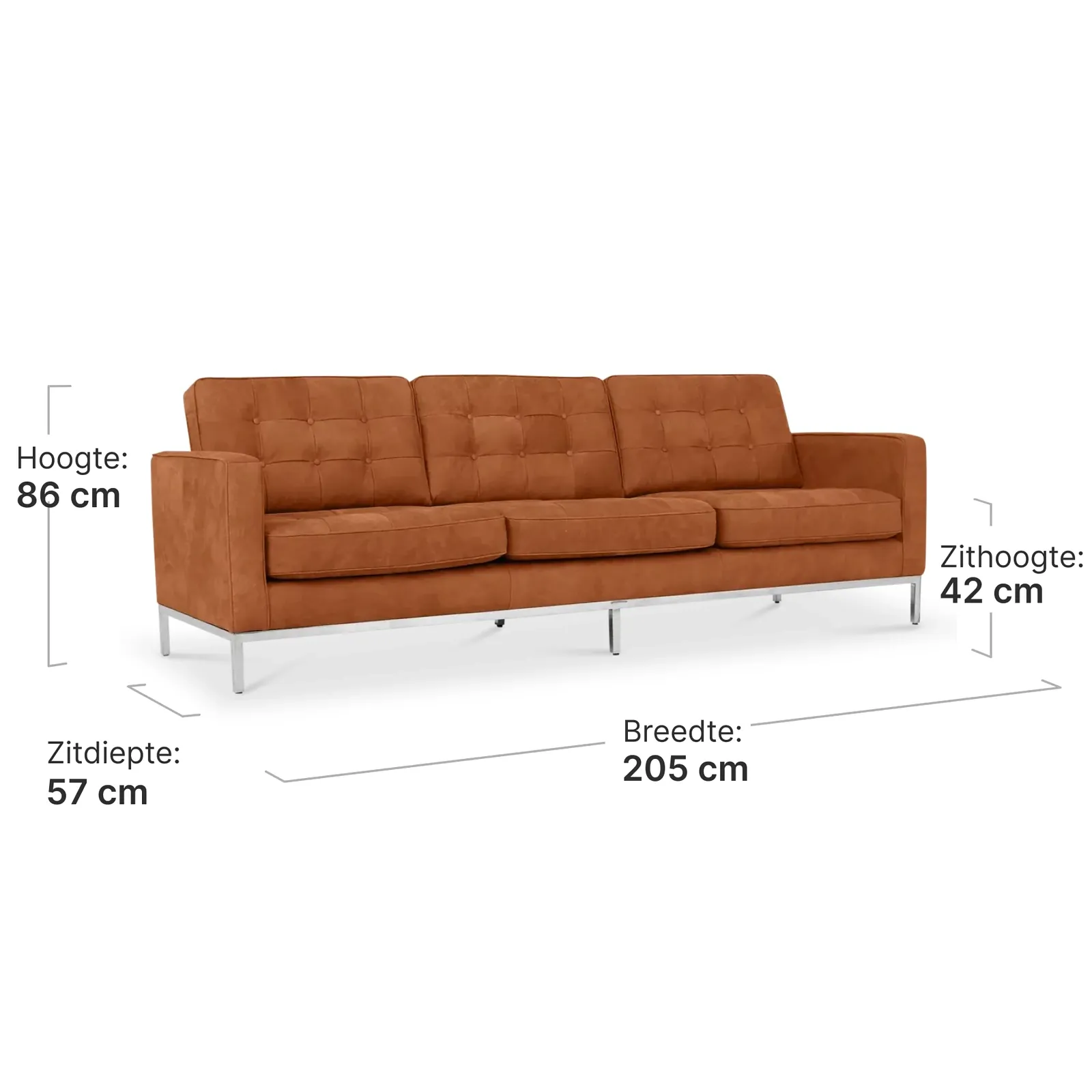 Italo Drie Zits Vintage Cognac Leer