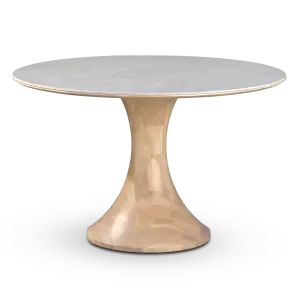 Ronde Tulip Eettafel Wit Keramiek | Naturel Onderstel