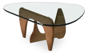 Japandi Salontafel Sabi | Glazen Blad | Walnoot Onderstel