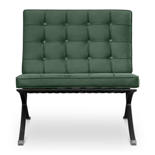 Barcelona Chair Groen Velvet | Zwart Frame Barcelona Chair Groen Velvet | Zwart Frame