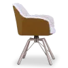 Draaibare Eetkamerstoel Nord | Taupe Sheepskin Cognac Leer  | Taupe Onderstel