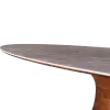 Ovale Tulip Eettafel | Antraciet Keramiek | Walnoot Onderstel