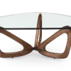 Japandi Salontafel Butterfly | Glazen Blad | Walnoot Onderstel