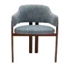 Japandi Eetkamerstoel Isamu | Blauw OTE | Walnoot Onderstel