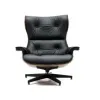 Cavel Lounge Chair Zwart Leer | Walnoot Schalen