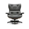Cavel Lounge Chair Grijs Leer | Walnoot Schalen