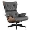 Cavel Lounge Chair Grijs Leer | Walnoot Schalen