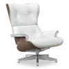 Cavel Lounge Chair Wit Leer | Walnoot Schalen