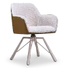 Draaibare Eetkamerstoel Nord | Taupe Sheepskin Cognac Leer  | Taupe Onderstel