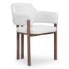Japandi Eetkamerstoel Isamu | Wit Boucle | Walnoot Onderstel
